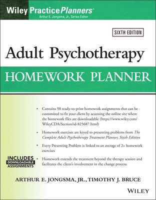 Adult Psychotherapy Homework Planner by Jongsma, Arthur E.