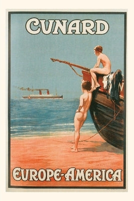 Vintage Journal Beach Cunard Line Travel Poster by Found Image Press